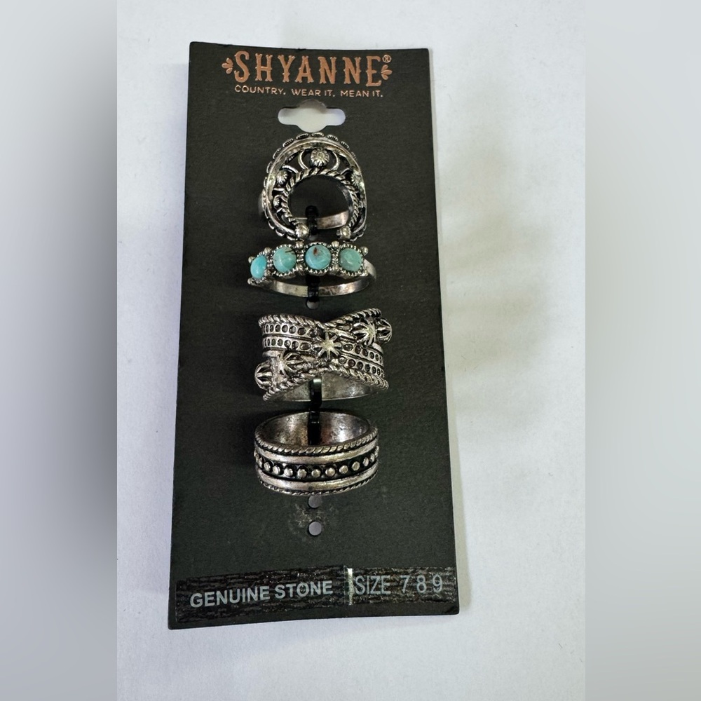 Shyanne Silver and Blue Ornate Rings